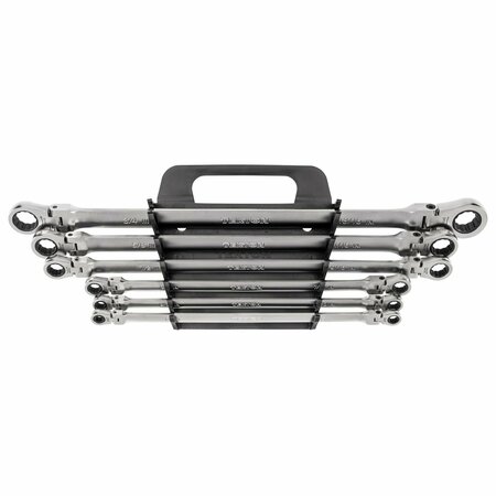 TEKTON Long Flex Head 12-Point Ratcheting Box End Wrench Set with Holder, 6-Piece 1/4-13/16 in. WRB96200